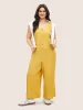 Solid Textured Scoop Neck Patched Pocket Jumpsuit sold by Bloomchic