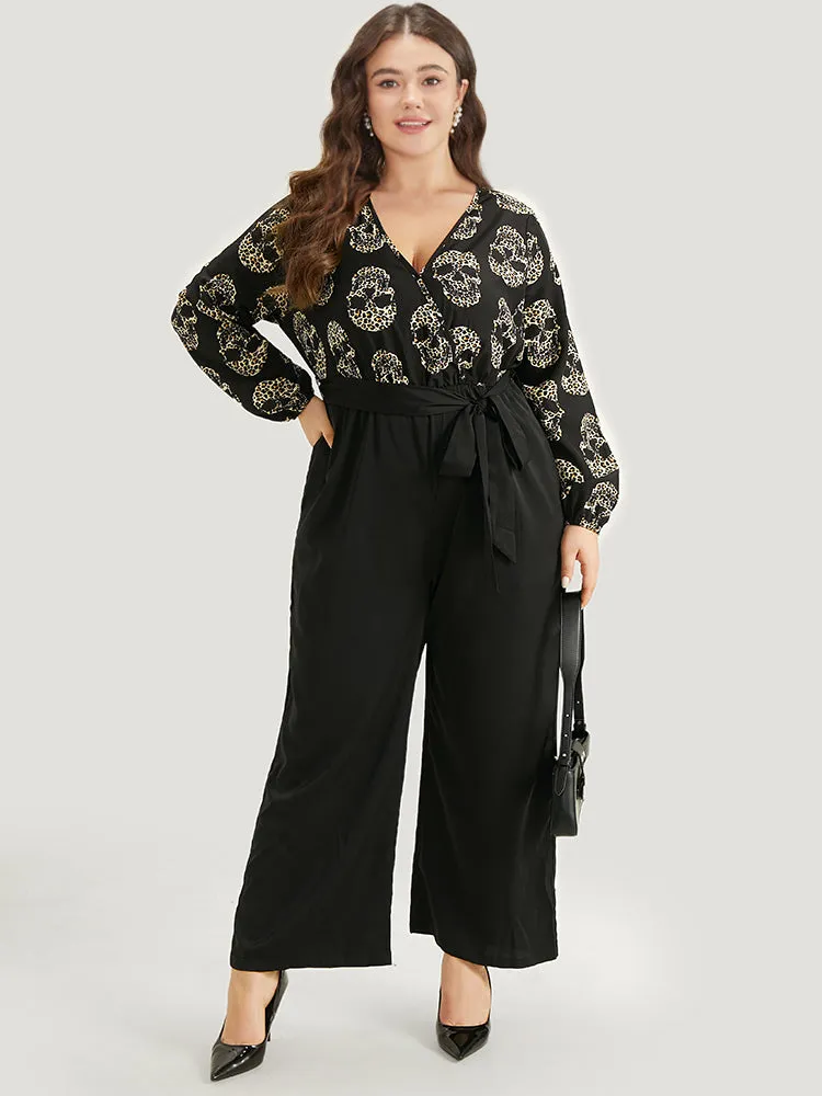 Halloween Skull Print Pocket Elastic Waist Belted Jumpsuit sold by Bloomchic product image thumbnail 2