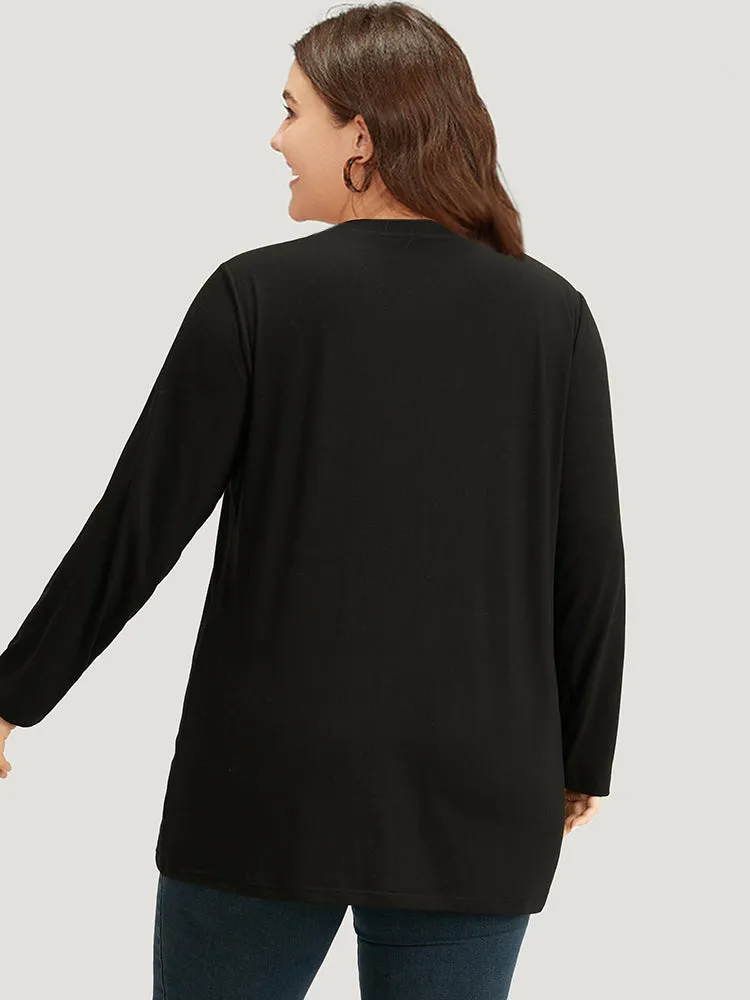 Halloween Pumpkin Print Crew Neck T-shirt sold by Bloomchic product image thumbnail 2