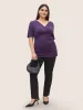 Plain Surplice Neck Ruched Knit Top sold by Bloomchic