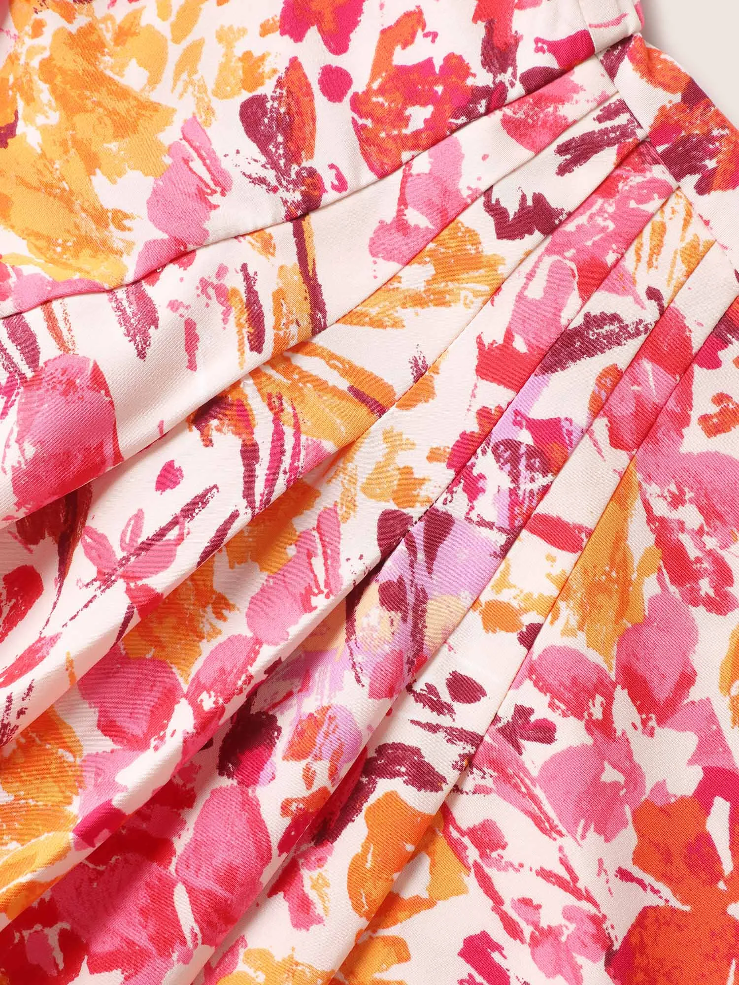 Asymmetrical Neck Watercolor Floral Pleated Dress sold by Bloomchic product image thumbnail 5