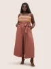 Geometric Embroidered Contrast Belted Wide Leg Jumpsuit sold by Bloomchic