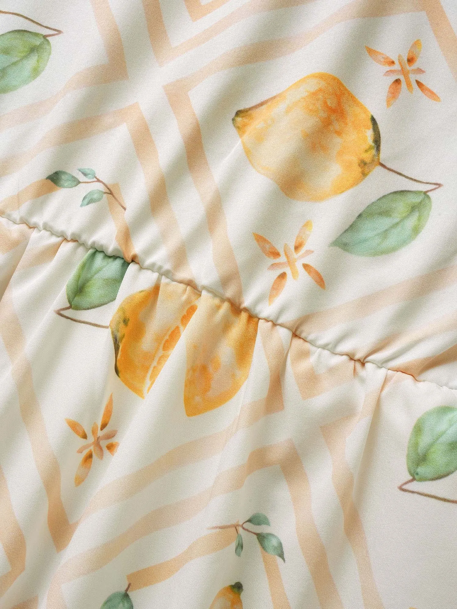 Citrus Lemon Print Gathered Belted Tank Dress sold by Bloomchic product image thumbnail 5