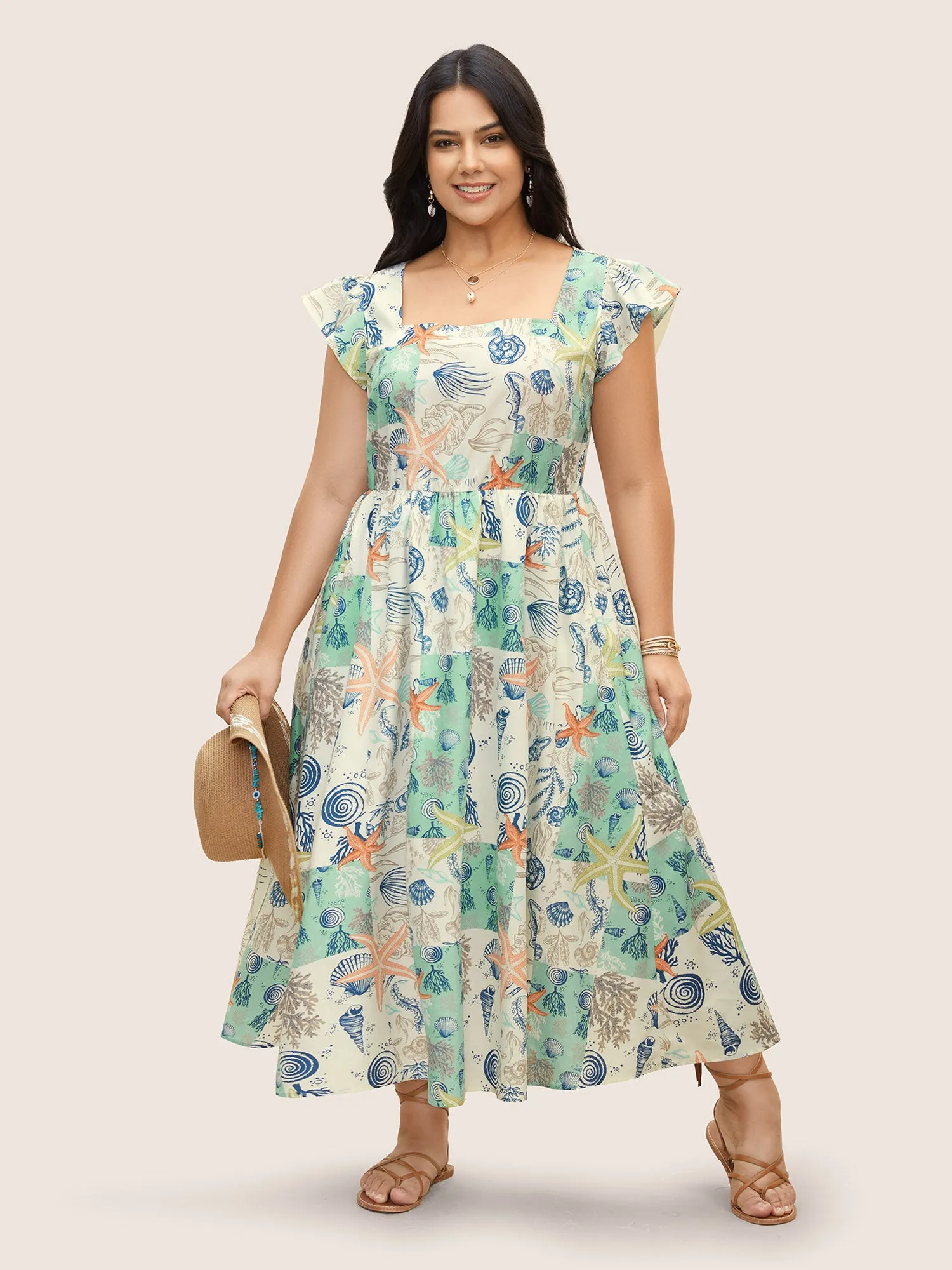 Marine Elements Cap Sleeve Elastic Waist Dress sold by Bloomchic