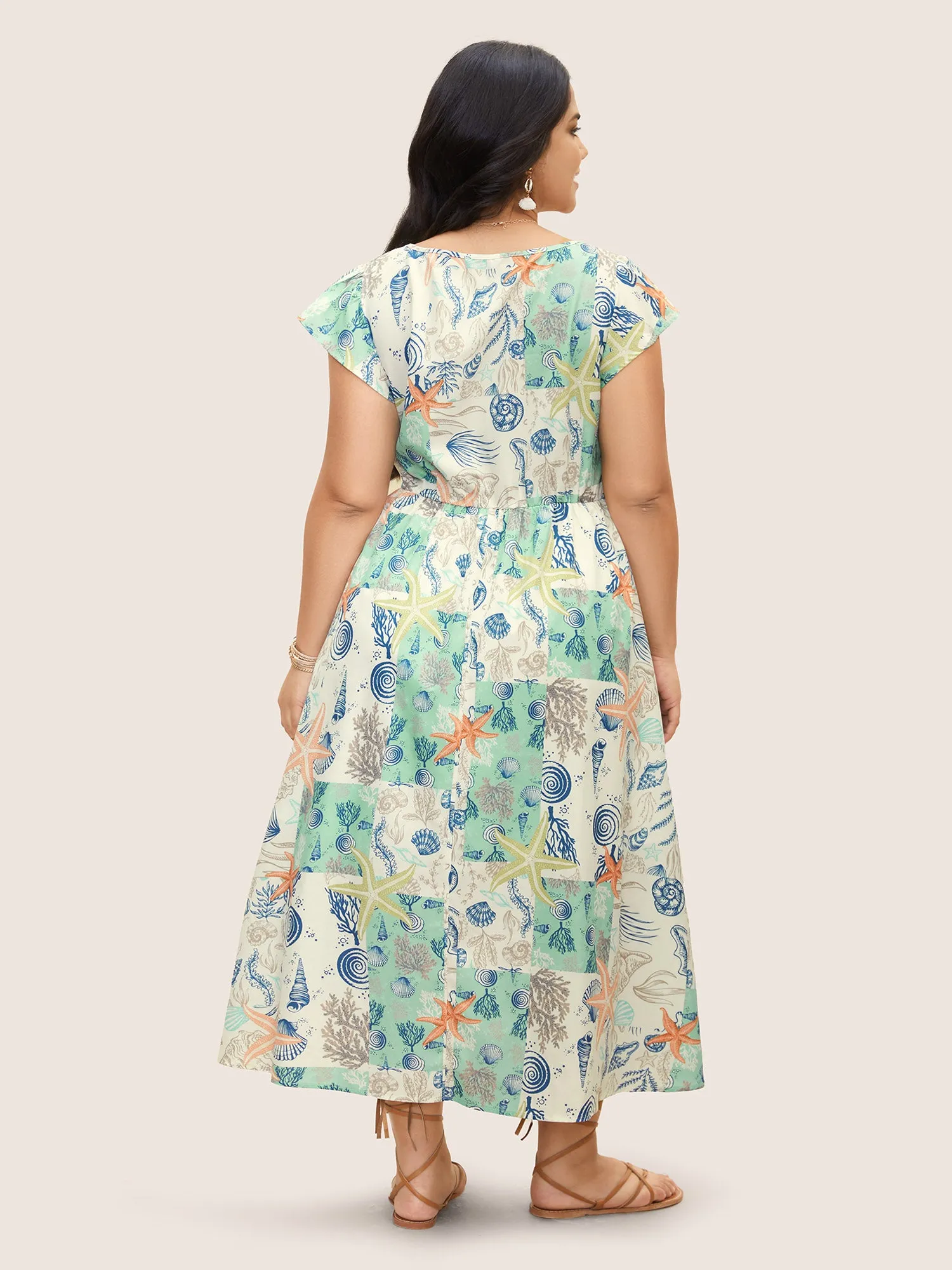 Marine Elements Cap Sleeve Elastic Waist Dress sold by Bloomchic product image thumbnail 3