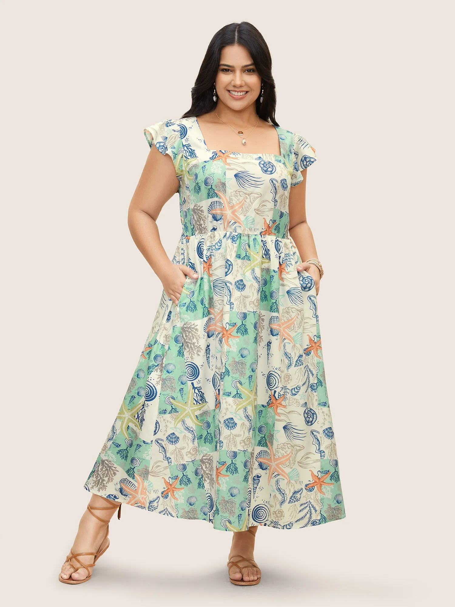 Marine Elements Cap Sleeve Elastic Waist Dress sold by Bloomchic product image thumbnail 2