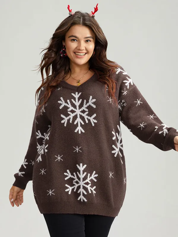 Anti-Pilling Snowflake Print Pullover sold by Bloomchic
