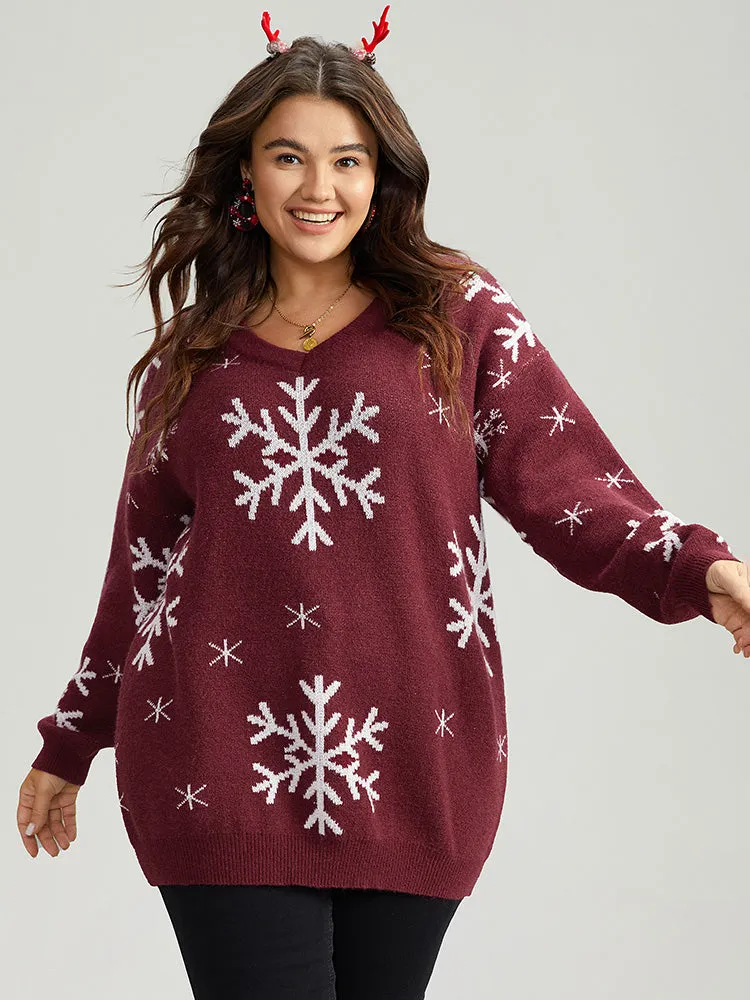 Anti-Pilling Snowflake Print Pullover sold by Bloomchic product image thumbnail 5