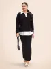 2-In-1 Shirt Collar Contrast Patchwork Sweatshirt sold by Bloomchic