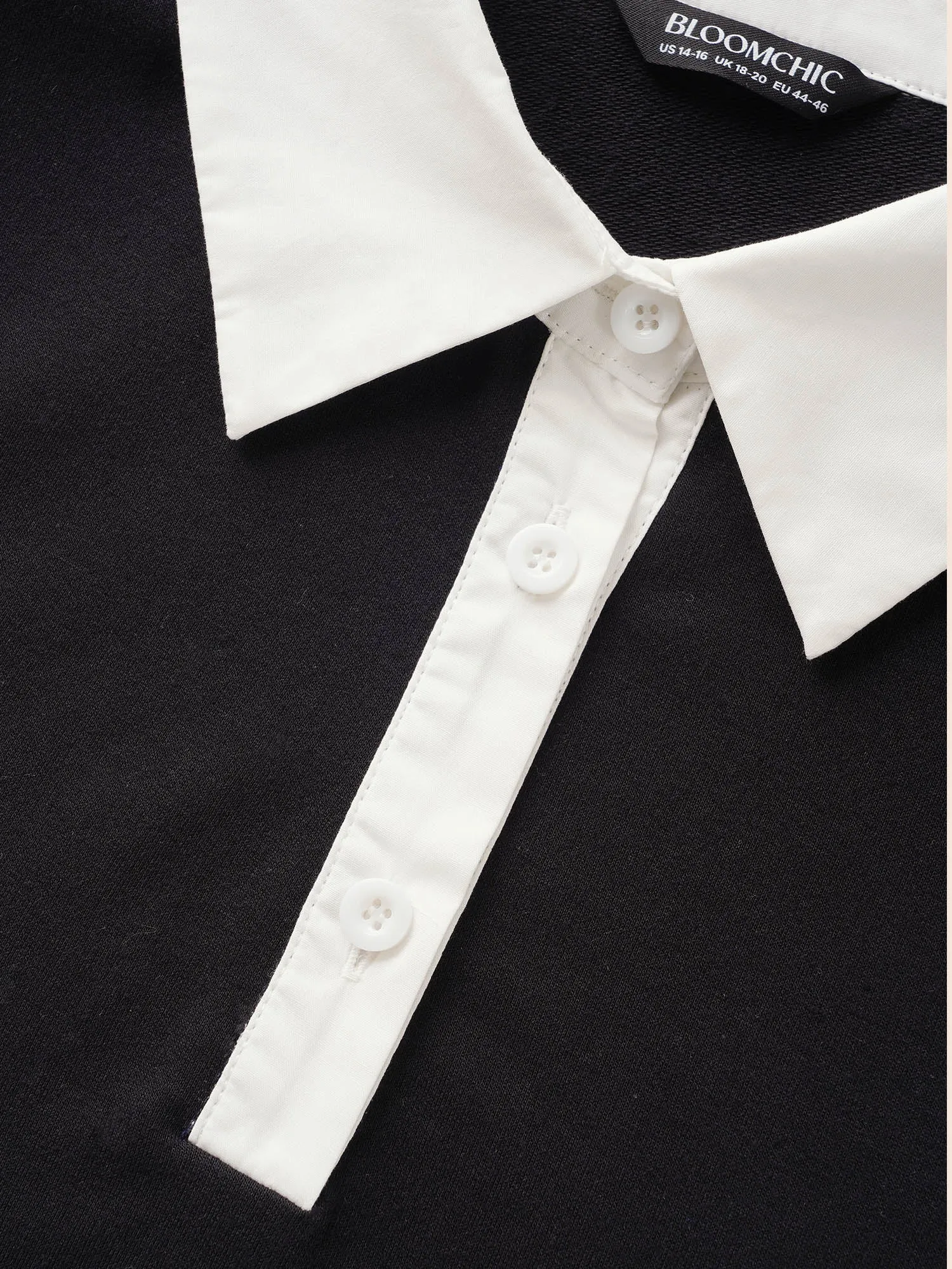 2-In-1 Shirt Collar Contrast Patchwork Sweatshirt sold by Bloomchic product image thumbnail 5