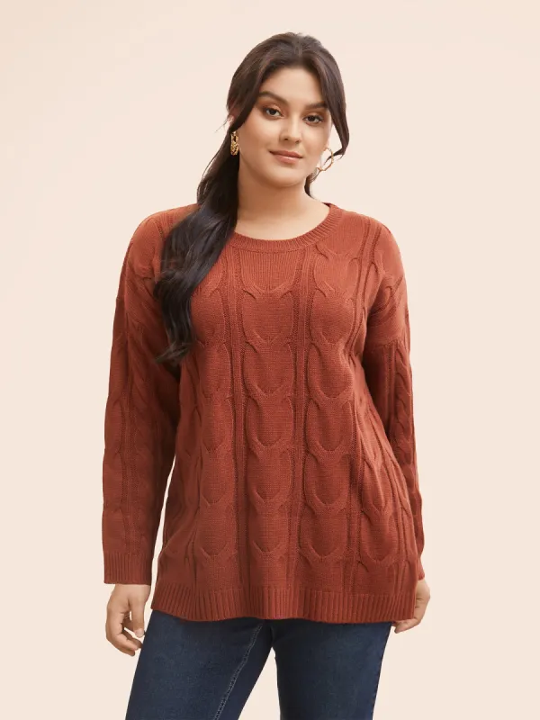 Plain Textured Drop Shoulder Sleeve Pullover sold by Bloomchic