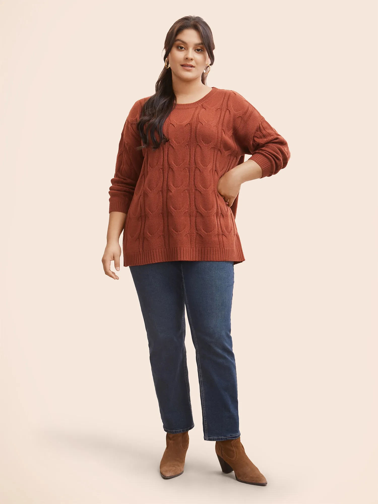Plain Textured Drop Shoulder Sleeve Pullover sold by Bloomchic product image thumbnail 3