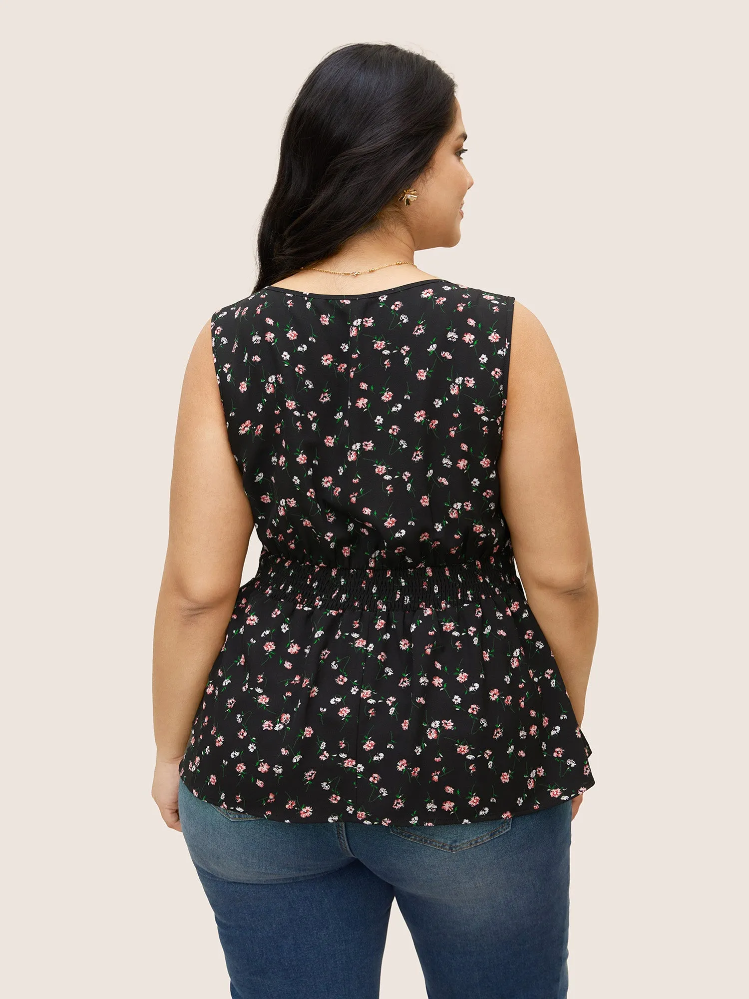 V Neck Ditsy Floral Buckle Detail Tank Top sold by Bloomchic product image thumbnail 4