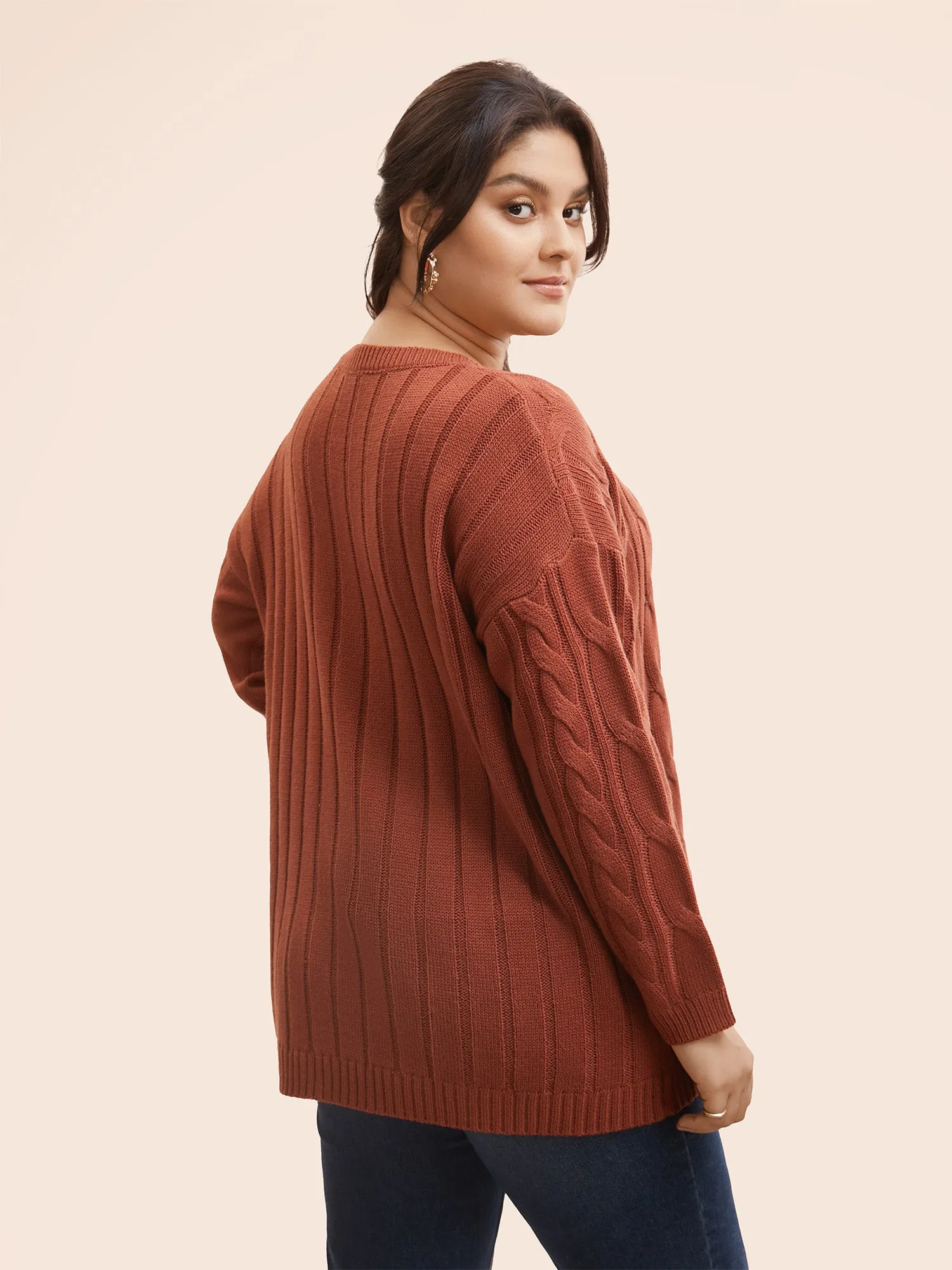 Plain Textured Drop Shoulder Sleeve Pullover sold by Bloomchic product image thumbnail 2