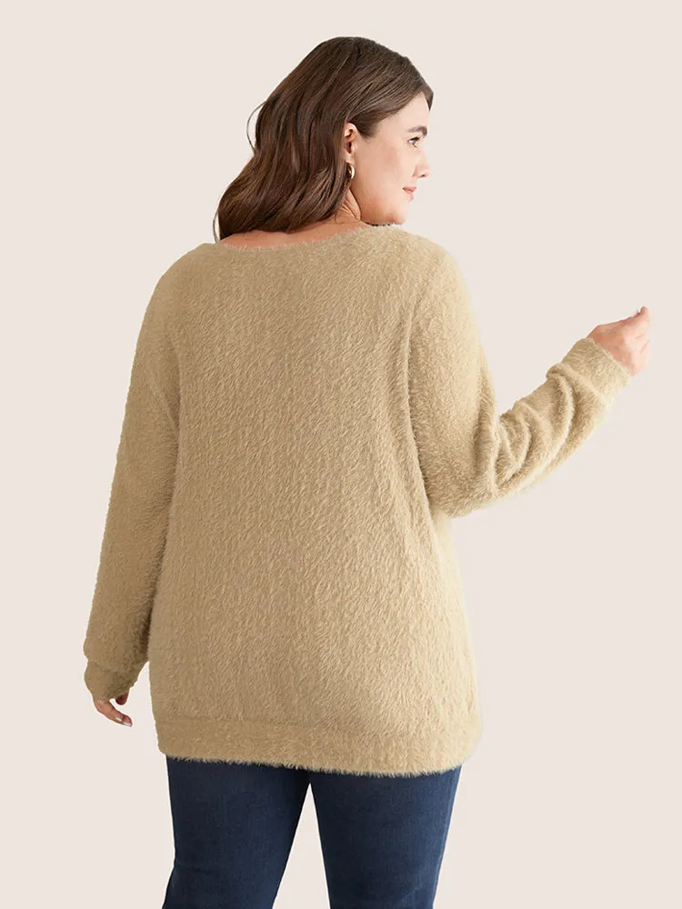 Fuzzy Plain Cowl Neck Sweatshirt sold by Bloomchic product image thumbnail 4