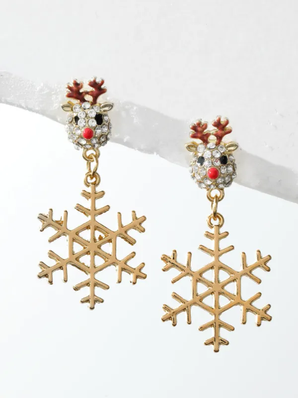 925 Silver Needle Eik Snowflake Patchwork Earrings sold by Bloomchic