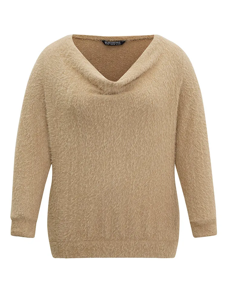 Fuzzy Plain Cowl Neck Sweatshirt sold by Bloomchic product image thumbnail 5