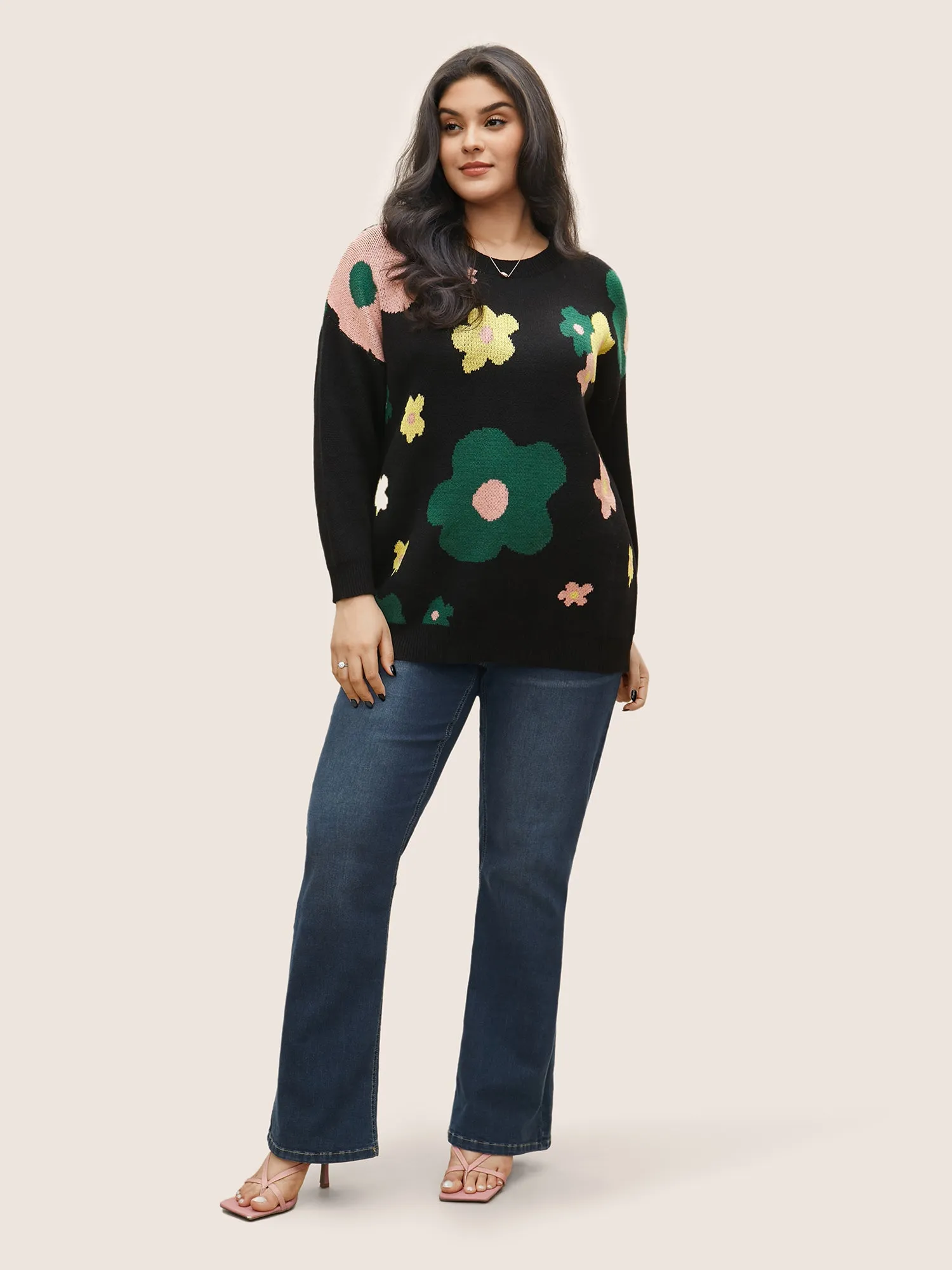 Supersoft Essentials Colour Floral Drop Shoulder Pullover sold by Bloomchic product image thumbnail 3