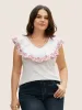 Bandana Floral Embroidered Ruffle Trim Tank Top sold by Bloomchic