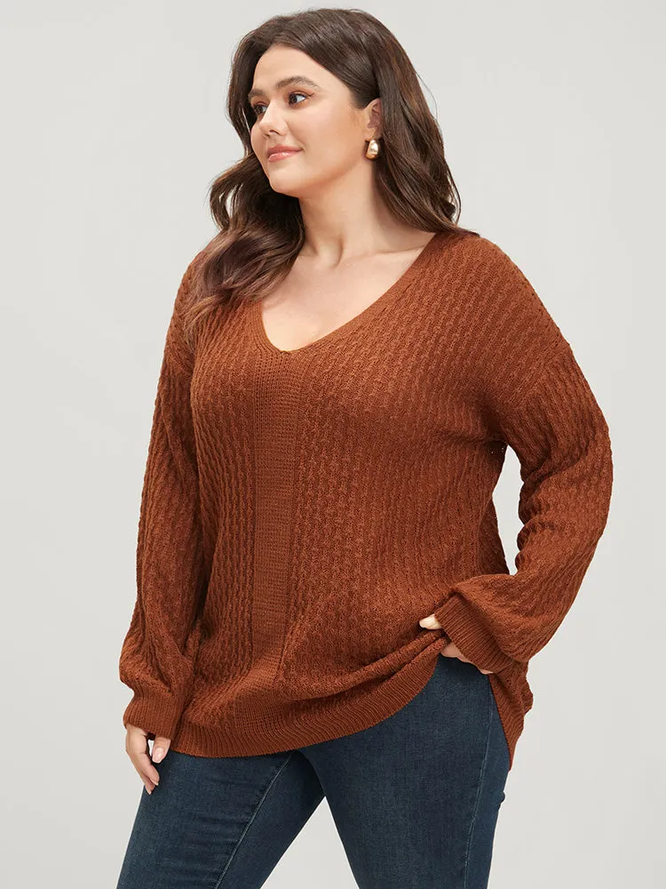 Solid Pointelle Knit Lantern Sleeve Crochet Knit Top sold by Bloomchic product image thumbnail 3