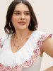 Bandana Floral Embroidered Ruffle Trim Tank Top sold by Bloomchic