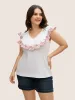 Bandana Floral Embroidered Ruffle Trim Tank Top sold by Bloomchic