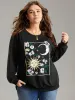 Horoscope Print Rib Knit Round Neck Sweatshirt sold by Bloomchic