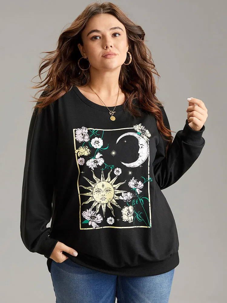 Horoscope Print Rib Knit Round Neck Sweatshirt sold by Bloomchic product image thumbnail 2