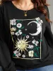 Horoscope Print Rib Knit Round Neck Sweatshirt sold by Bloomchic