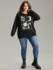 Horoscope Print Rib Knit Round Neck Sweatshirt sold by Bloomchic