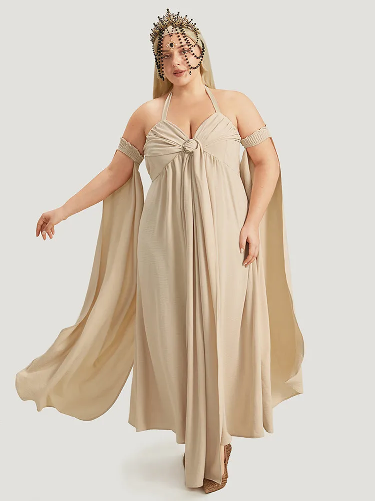 Halloween Plain Metal Detail Ties Shirred Cami Dress sold by Bloomchic