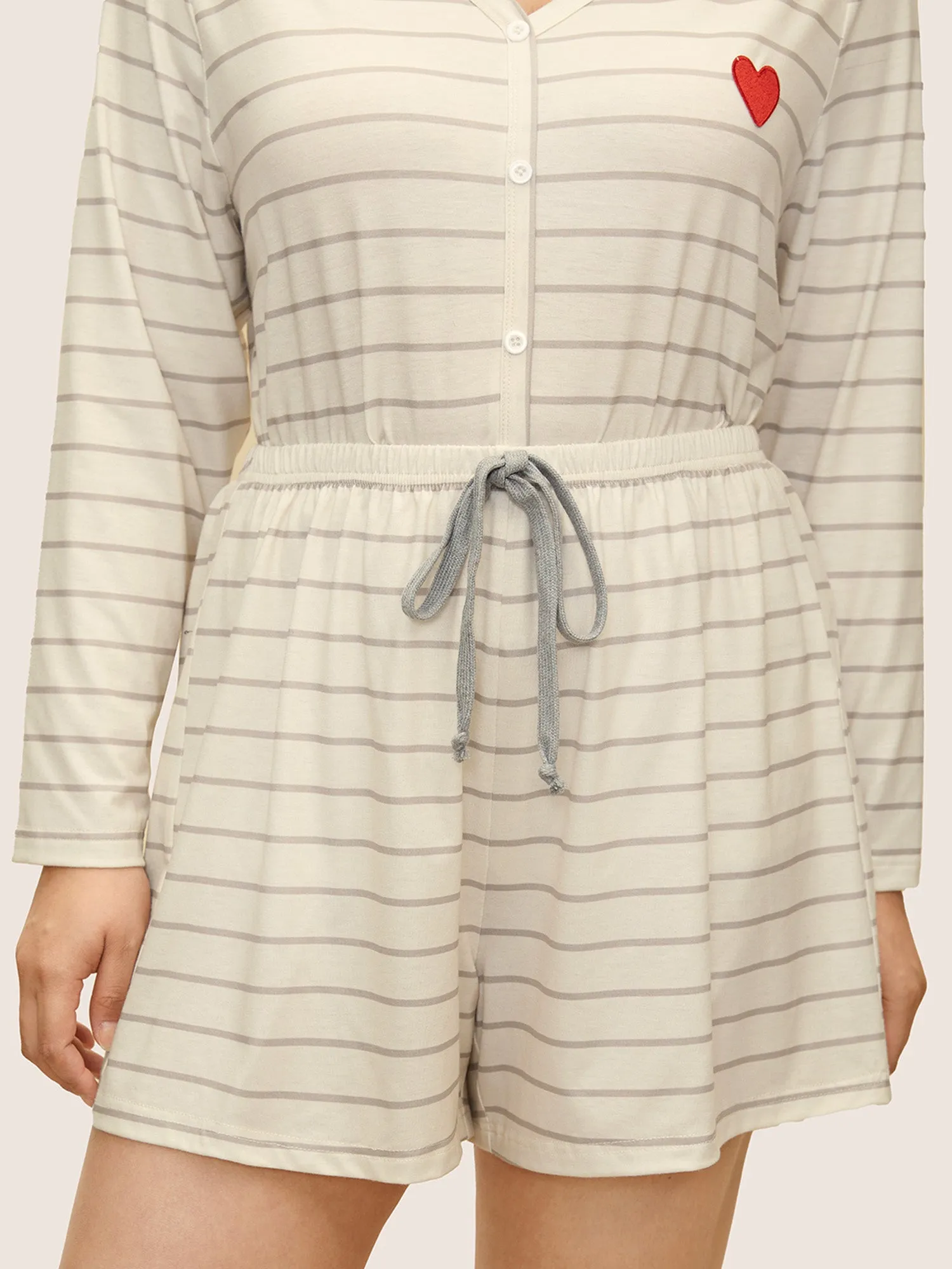 Striped Contrast Elastic Waist Drawstring Sleep Bottoms sold by Bloomchic