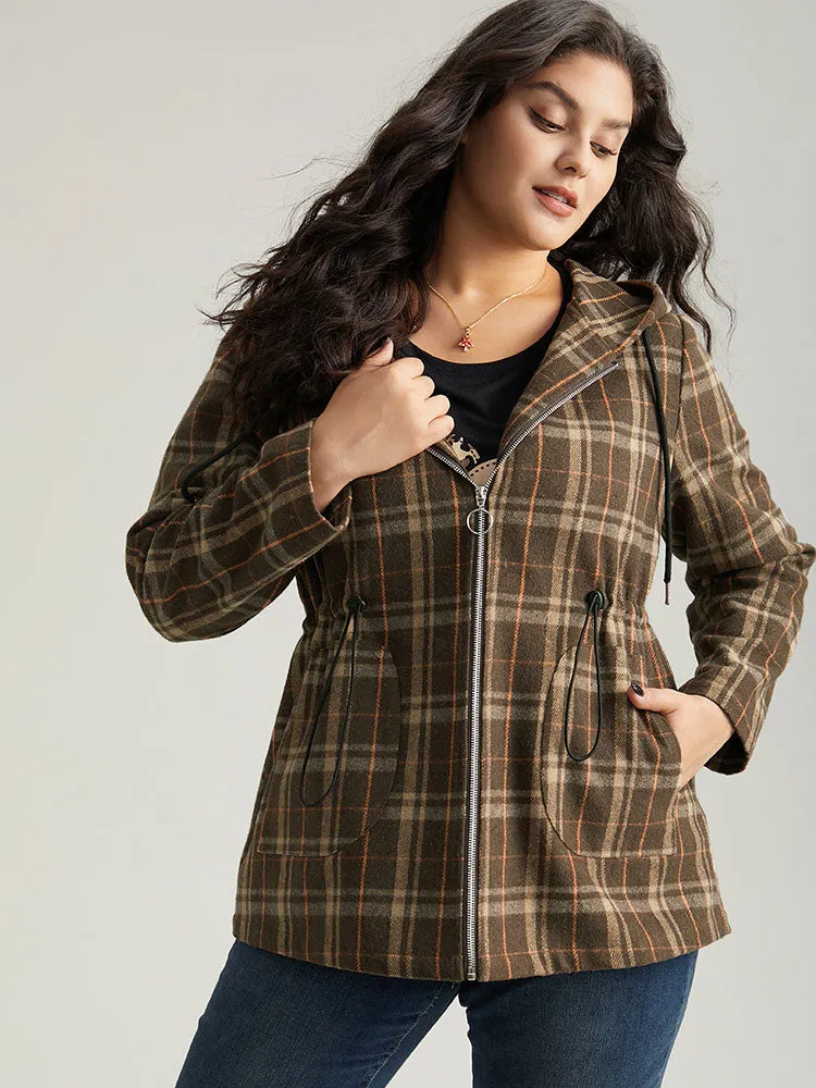 Plaid Drawstring Slant Pocket Coat sold by Bloomchic product image thumbnail 5