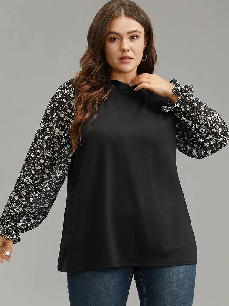 Chiffon Ditsy Floral Patchwork Lantern Sleeve T-shirt sold by Bloomchic product image thumbnail 5