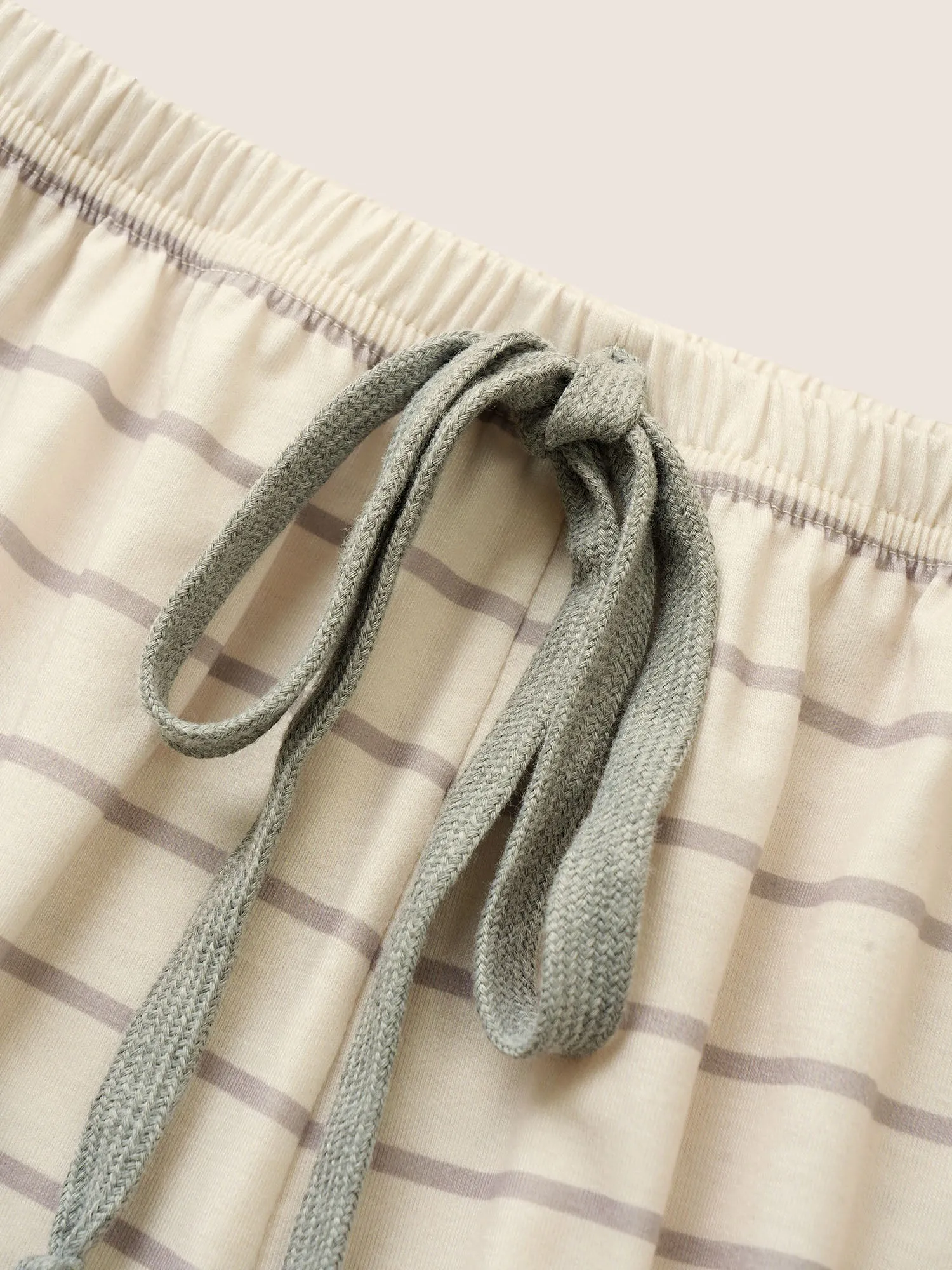 Striped Contrast Elastic Waist Drawstring Sleep Bottoms sold by Bloomchic product image thumbnail 5