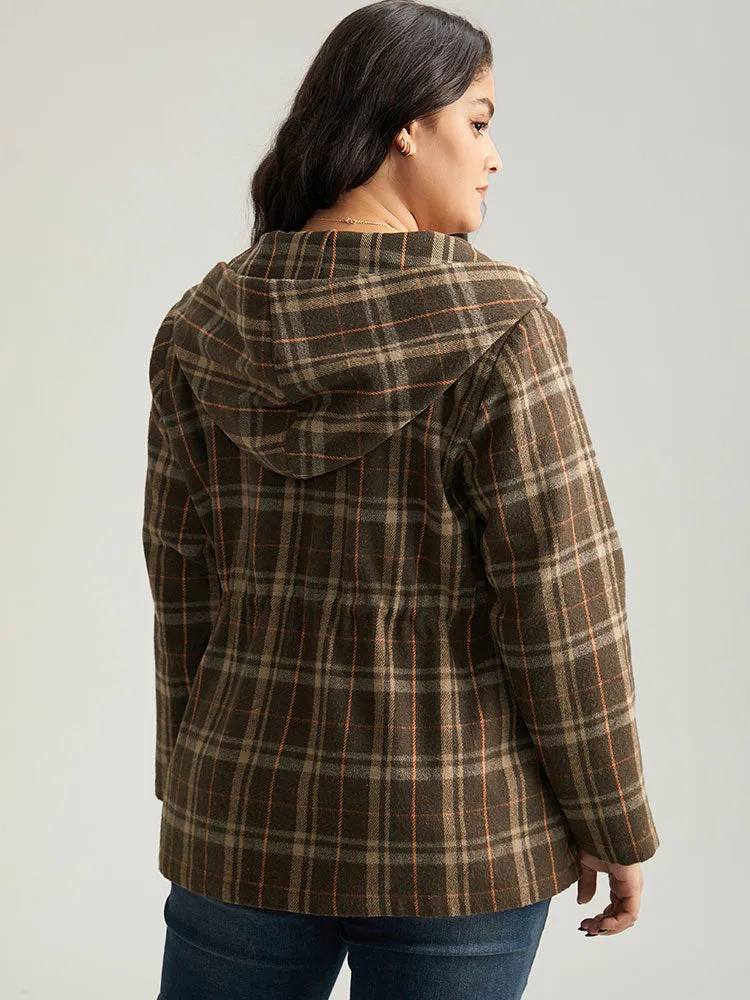 Plaid Drawstring Slant Pocket Coat sold by Bloomchic product image thumbnail 2