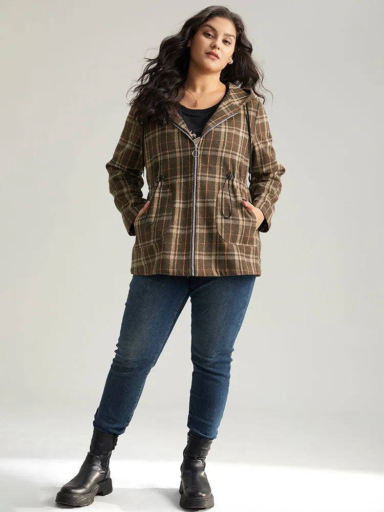 Plaid Drawstring Slant Pocket Coat sold by Bloomchic product image thumbnail 4