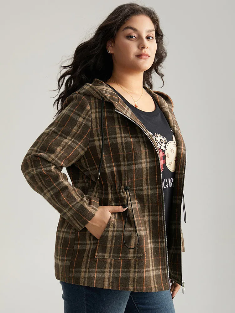 Plaid Drawstring Slant Pocket Coat sold by Bloomchic product image thumbnail 3