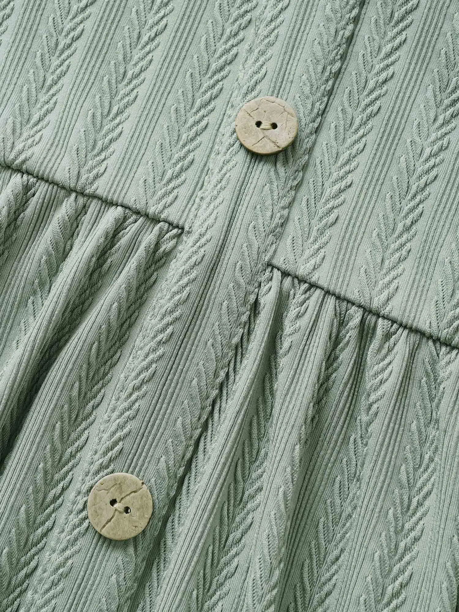 Texture Button Detail Ruffle Cap Sleeve Dress sold by Bloomchic product image thumbnail 5