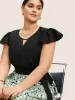 Polka Dot Contrast Patchwork Keyhole Dress sold by Bloomchic