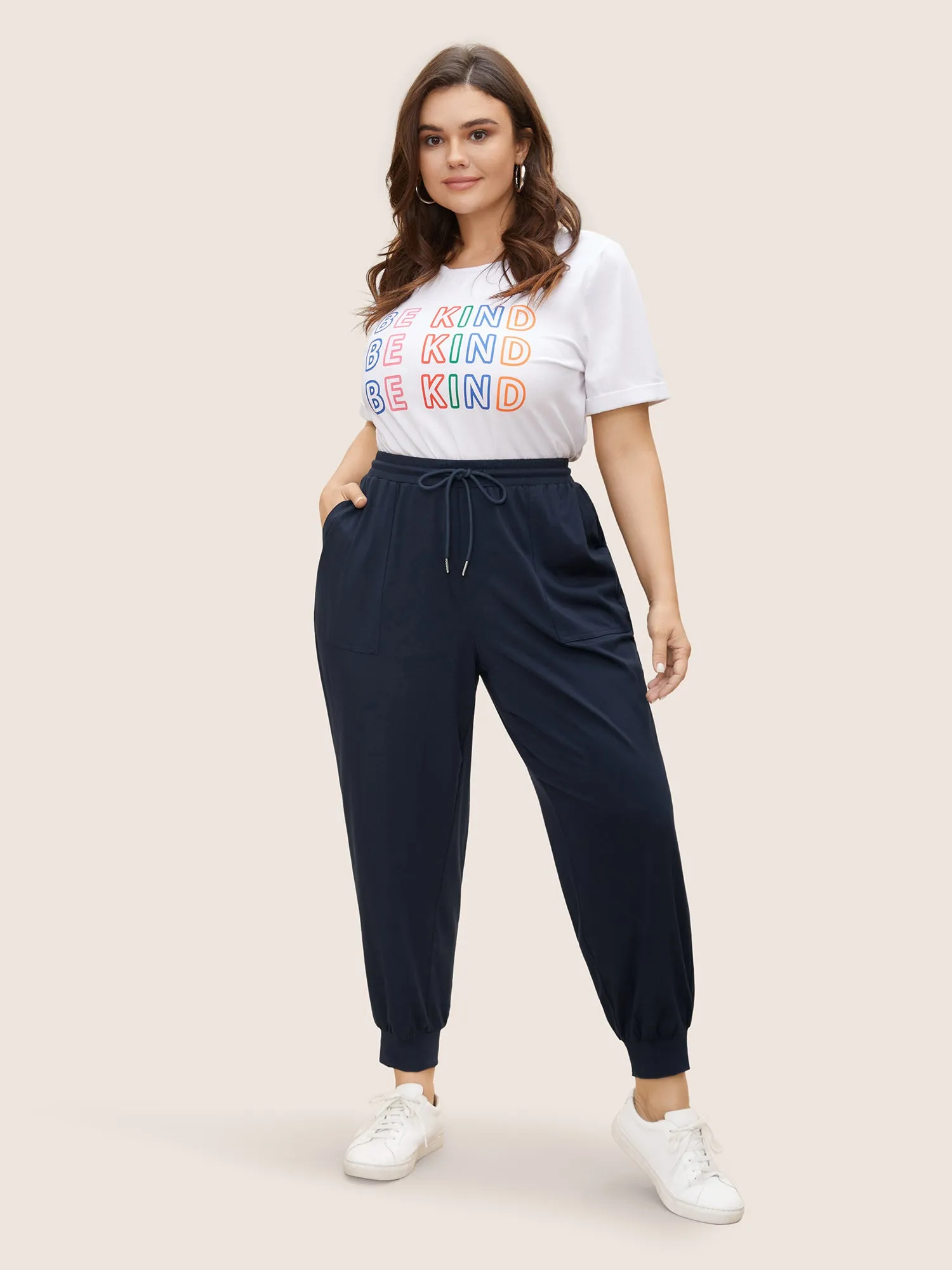 Knitted Stretchy Drawstring Jogger Pants sold by Bloomchic