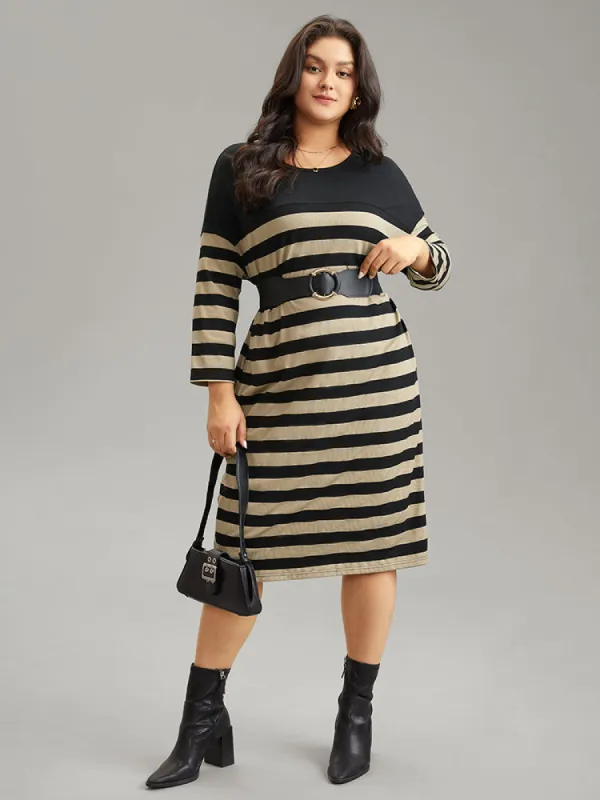 Contrast Striped Pocket Knit Dress sold by Bloomchic