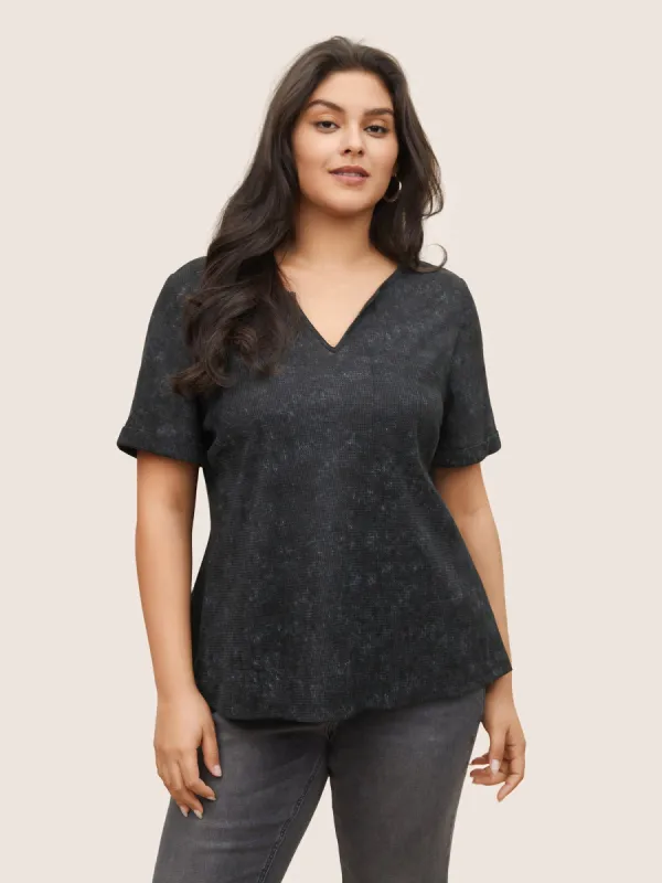 Vintage Notched Waffle Knit T-shirt sold by Bloomchic