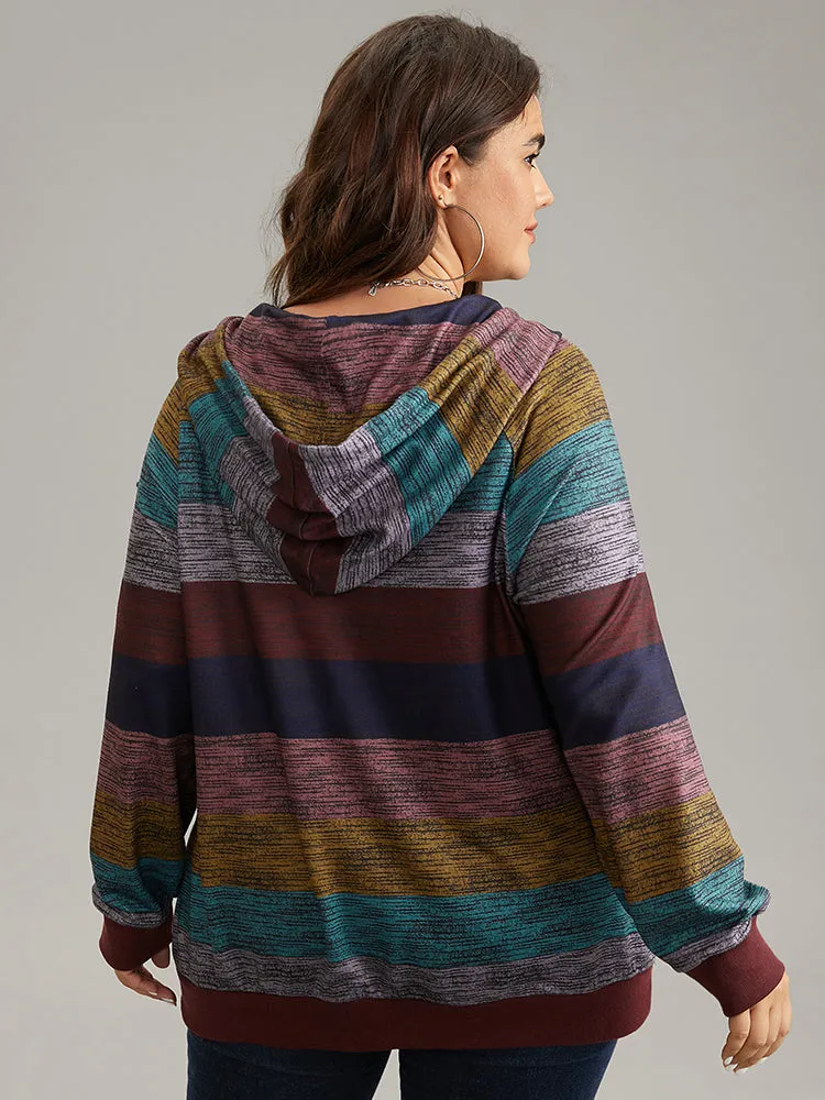 Heather Colorblock Contrast Pocket Hooded Sweatshirt sold by Bloomchic product image thumbnail 2