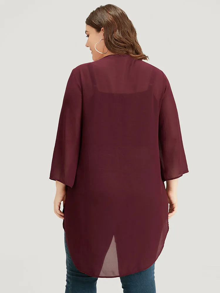 Floral Embroidered Mesh High Low Hem Kimono sold by Bloomchic product image thumbnail 4