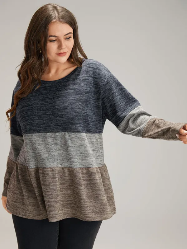 Contrast Patchwork Gathered T-shirt sold by Bloomchic
