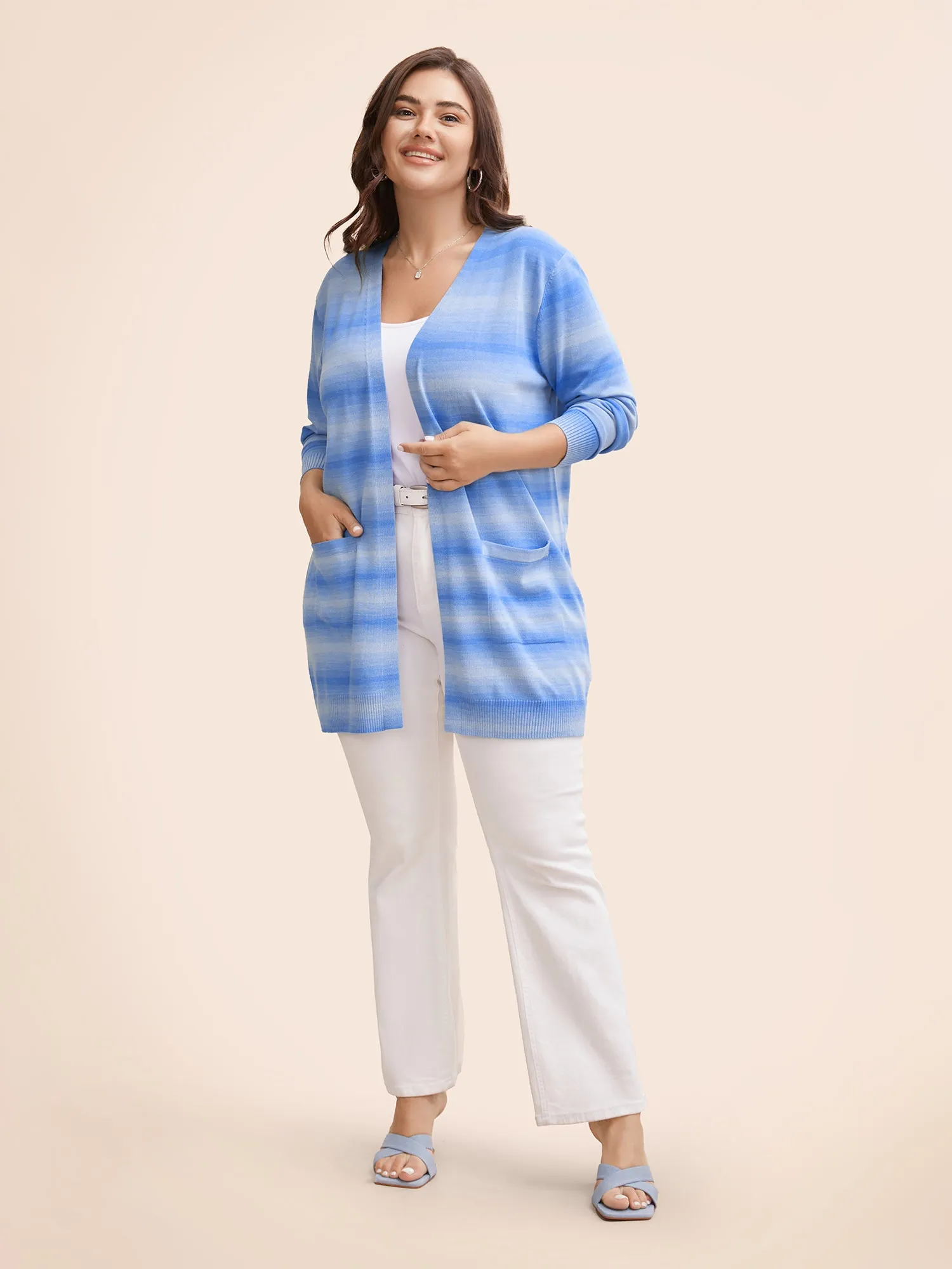 Heather Ombre Kimono Collar Pocket Cardigan sold by Bloomchic product image thumbnail 3