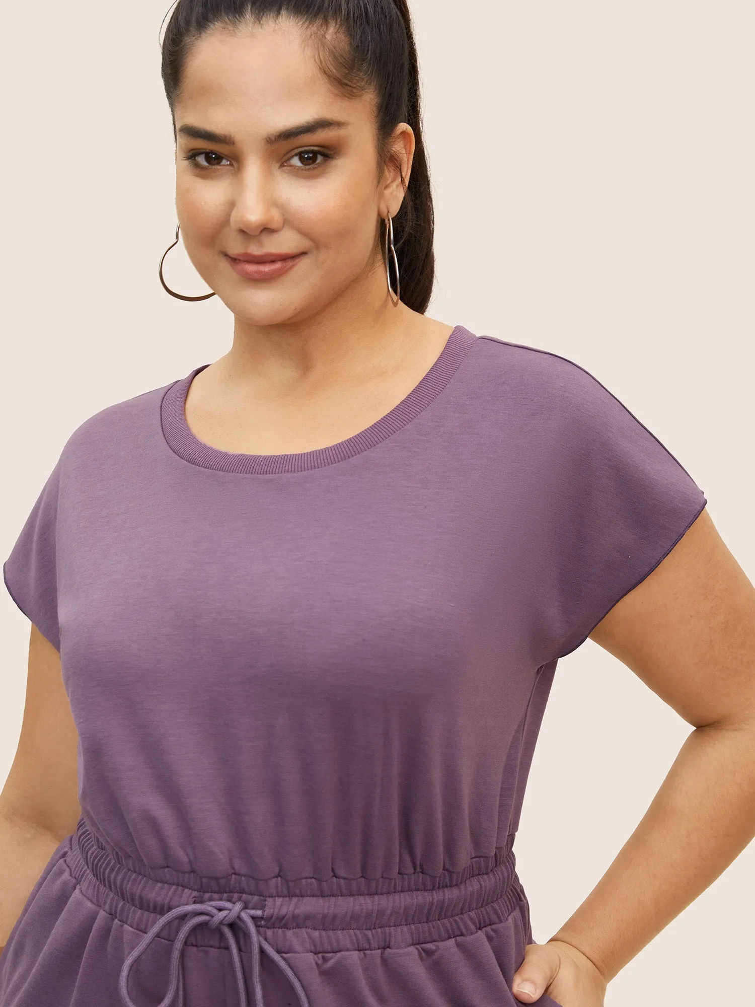 Crew Neck Drawstring Dolman Sleeve Jumpsuit sold by Bloomchic product image thumbnail 3