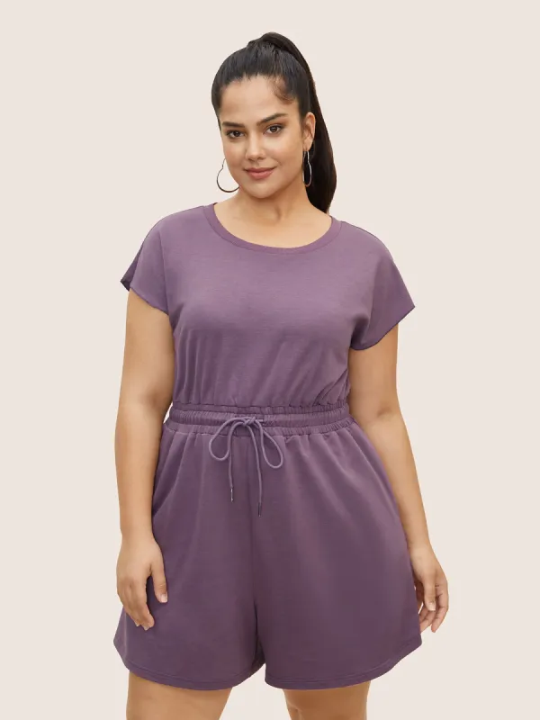 Crew Neck Drawstring Dolman Sleeve Jumpsuit sold by Bloomchic