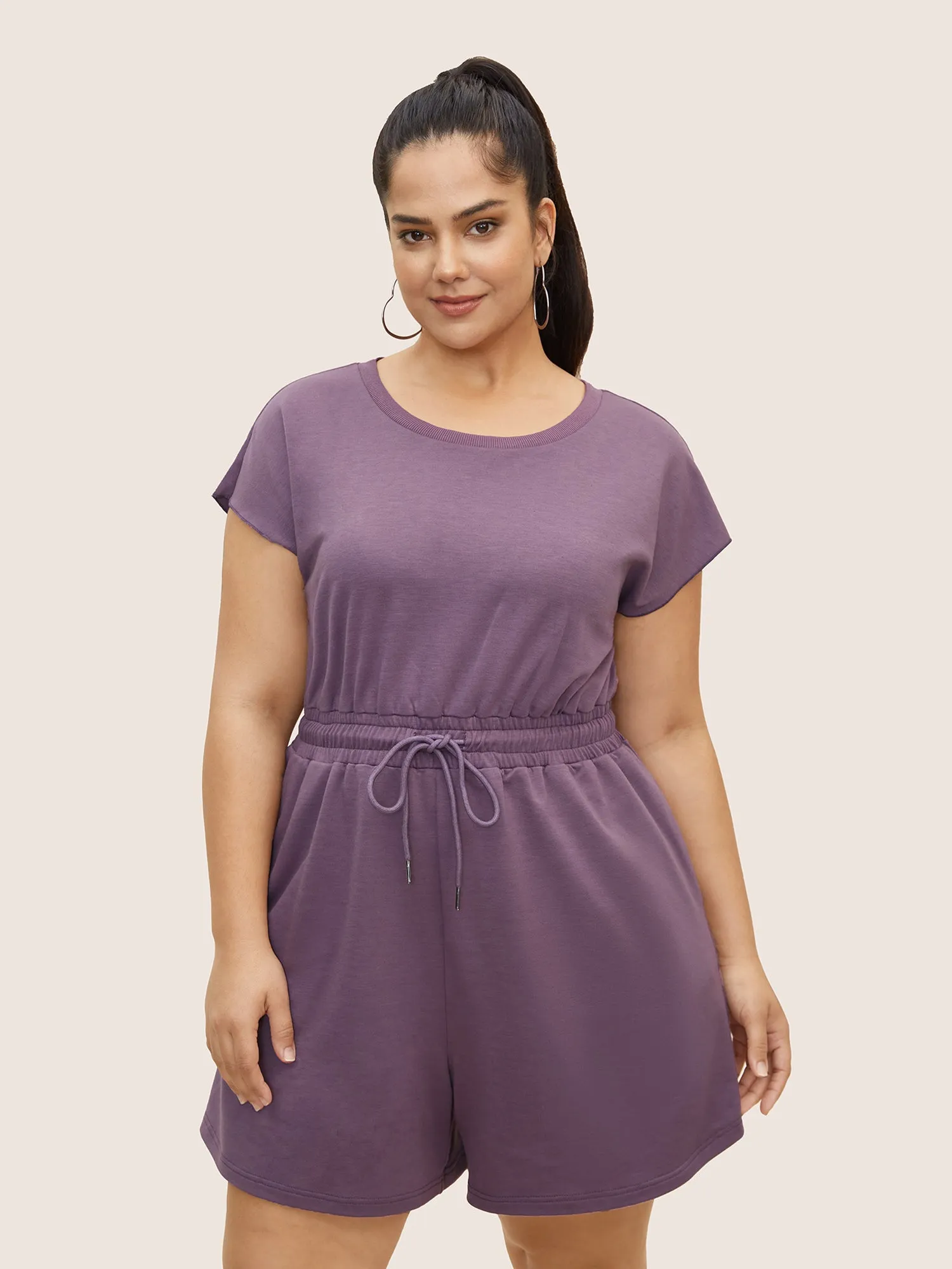 Crew Neck Drawstring Dolman Sleeve Jumpsuit sold by Bloomchic